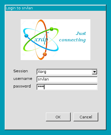 Capture - Fenêtre de connexion du serveur xrdp