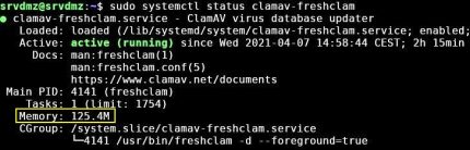 Capture - ClamAV : Statut du service clamav-freshclam