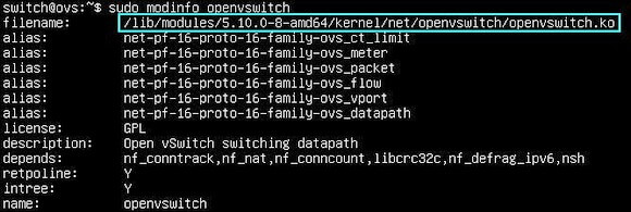 Capture - Open vSwitch : Informations sur le module noyau openvswitch.ko