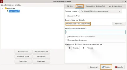 Capture - FileZilla : Réglages SFTP avancés pour le site loupvirtuel.fr