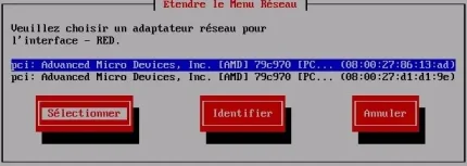 Capture - IPFire : Sélection adresse MAC de la carte réseau 1 de VirtualBox