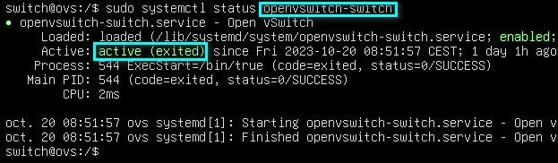 Capture - Open vSwitch : Service openvswitch-switch activé