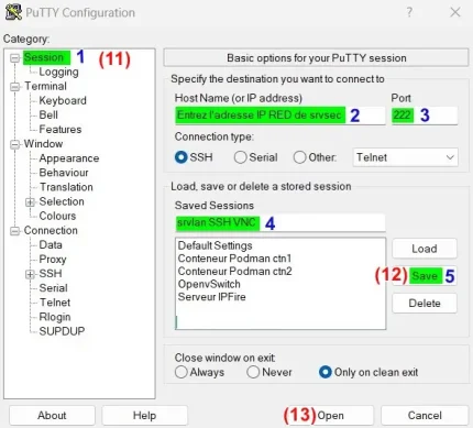 Capture - Putty : Configuration tunnel SSH pour VNC (Partie 1)