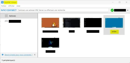 Capture - VNC Viewer : Connexion VNC créée pour srvlan