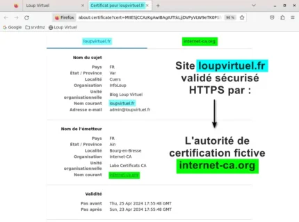 Capture - HTTPS : Détail du certificat SLL pour loupvirtuel.fr
