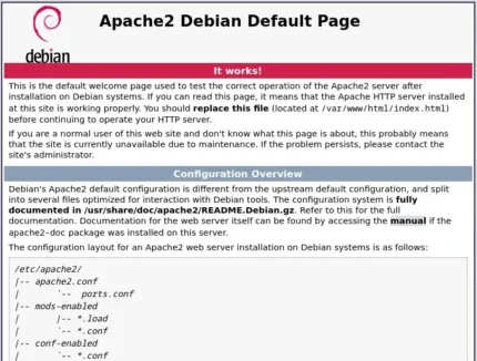 Capture - Apache : Accueil /var/www/html/index.html