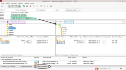 Capture - FileZilla : Exemples de Download/Upload (2 fichiers)