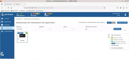 Capture - Centreon : Connecteur Synology installé