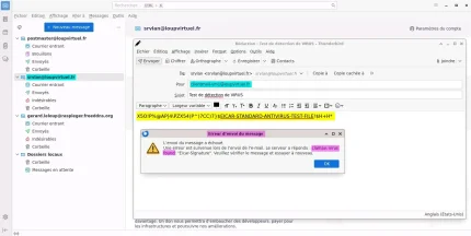 Capture - Thunderbird : Information de virus détecté