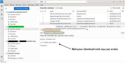Capture -Thunderbird : Courrier  transféré vers srvlan