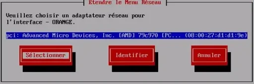 Capture - IPFire : Sélection adresse MAC de la carte réseau 2 de VirtualBox