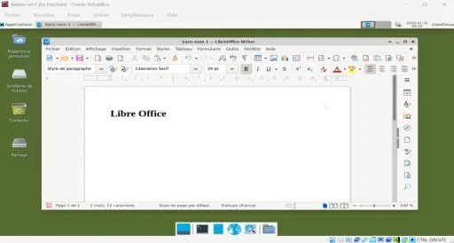 Capture - debian-vm1 : Bureau Xfce personnalisé