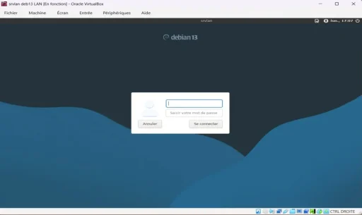 Capture - Fenêtre de connexion Xfce