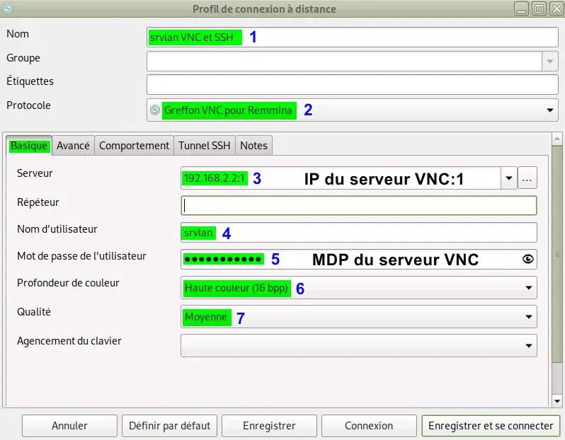 Capture - Remmina : Configuration VNC avec tunnel SSH (Partie 1)