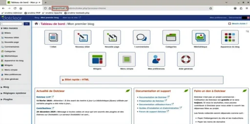 Capture - Dotclear : Panneau d'administration