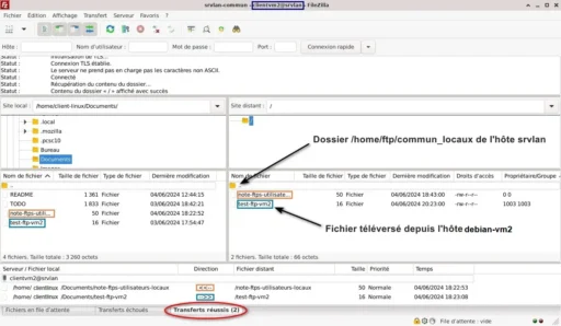 Capture - FileZilla : Connexion sécurisée FTPS établie