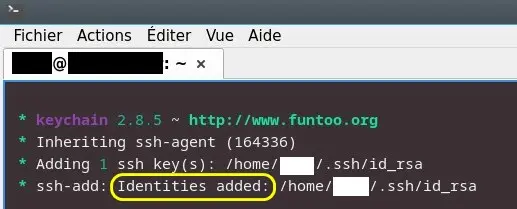 Capture - Keychain : Clé privée ajoutée à l'agent SSH