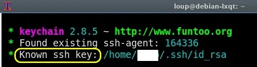 Capture - Keychain : Clé privée déclarée connue de l'agent
