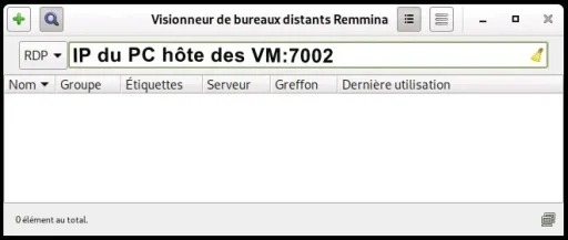 Capture - Remmina : Fenêtre de connexion RDP