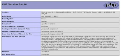 Capture - PHP : Page Web Infos PHP