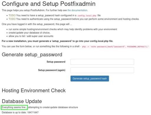 Capture - PostfixAdmin : Page setup.php