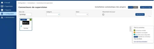 Capture - Centreon : Connecteur Synology installé