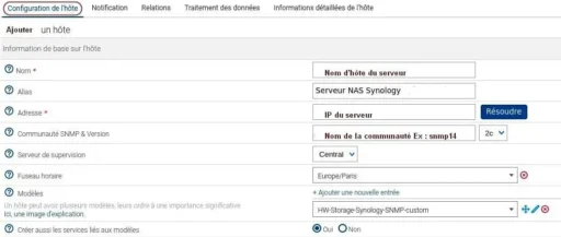 Capture - Centreon : Informations de base sur l'hôte