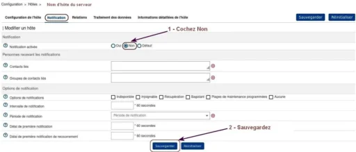 Capture - Centreon : Notification par email désactivée