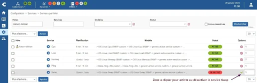 Capture - Centreon : Désactivation du service swap