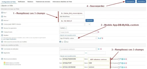 Capture - Centreon : Configuration Bdd cmswordpress