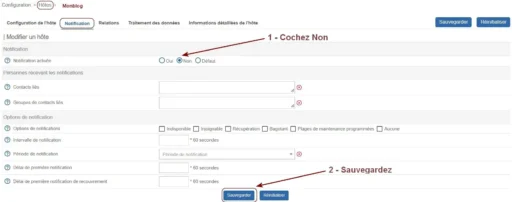 Capture - Centreon : Notification par e-mail pour l'hôte à Non