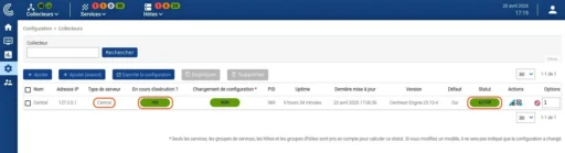 Capture - Centreon : Page Collecteurs