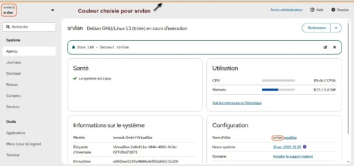 Capture - Cockpit : Gestion de srvlan depuis srvdmz