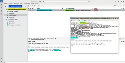 Capture - Thunderbird : Tag X-Spam: Yes