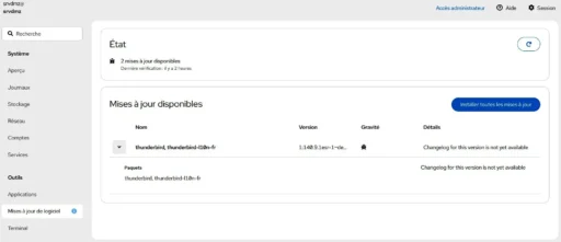 Capture - Cockpit : Onglet Mises à jour logicielles